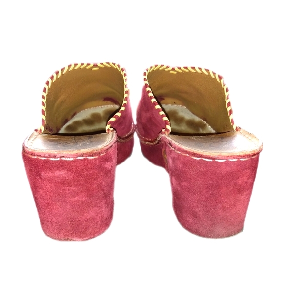 🔴 SALE VTG Red Suede/Leather Italian Clogs - Picture 4 of 10